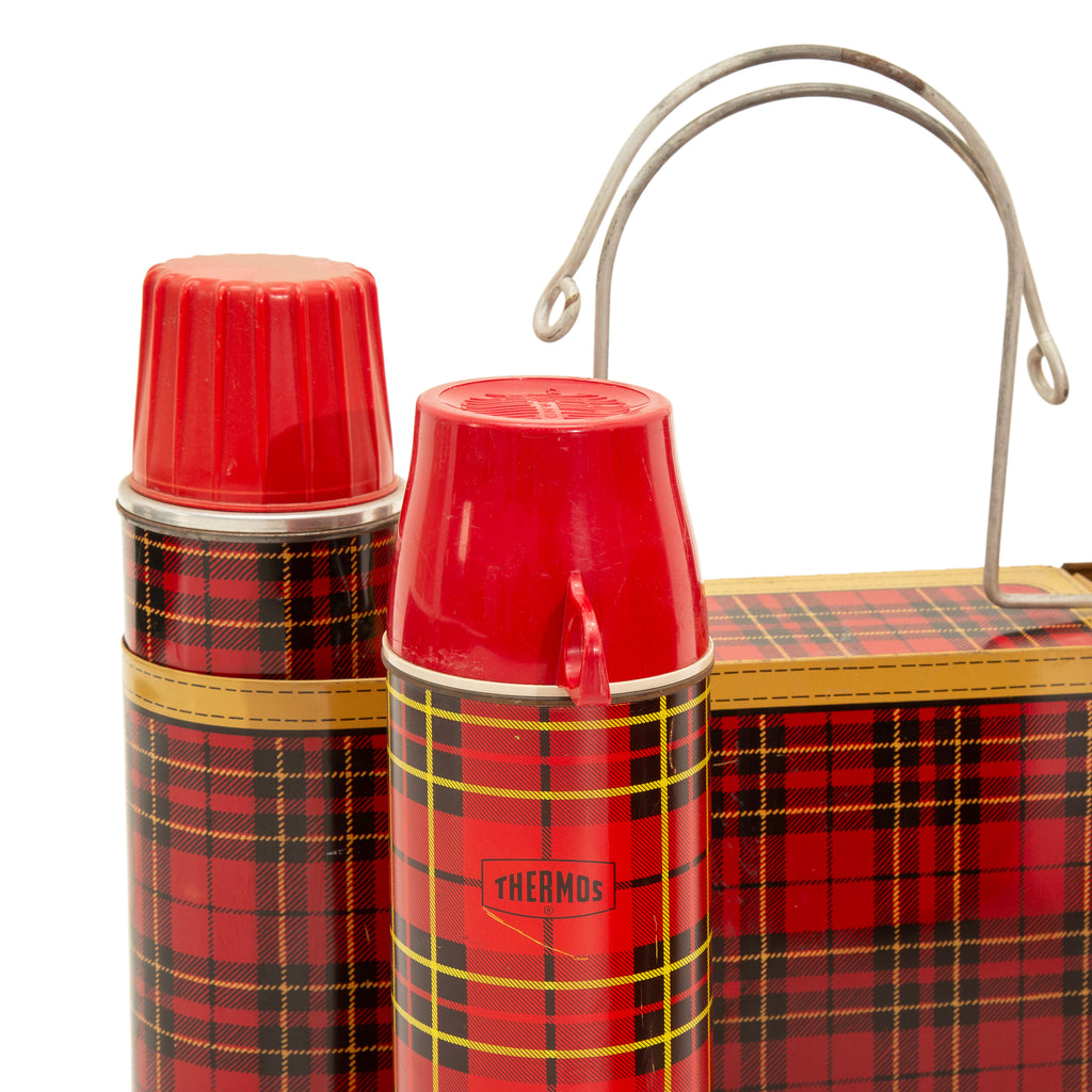 Vintage Red Plaid Insulated Picnic Set and Travel Bags
