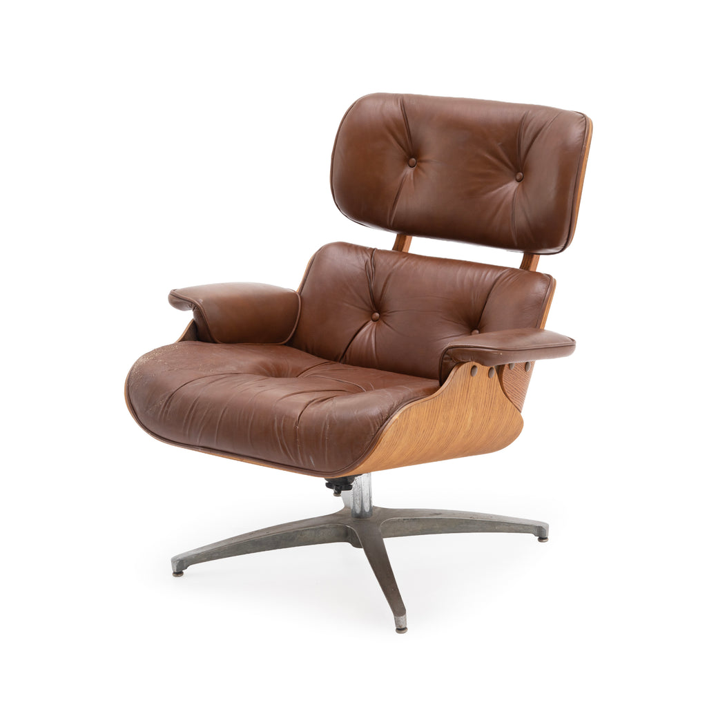 Brown Leather Eames Style Armchair