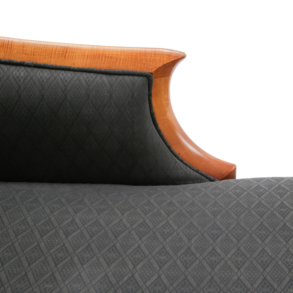 Cherry Wood and Black Diamond Pattern Chaise Lounge