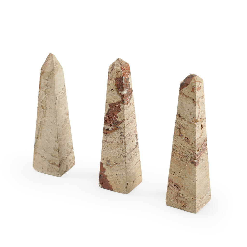 Rustic Beige and Terracotta Striped Sandstone Obelisk