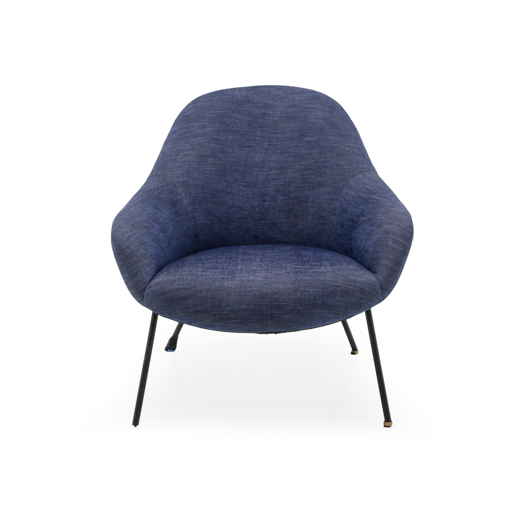 Navy Blue Fabric Mid-Century Modern Accent Chair