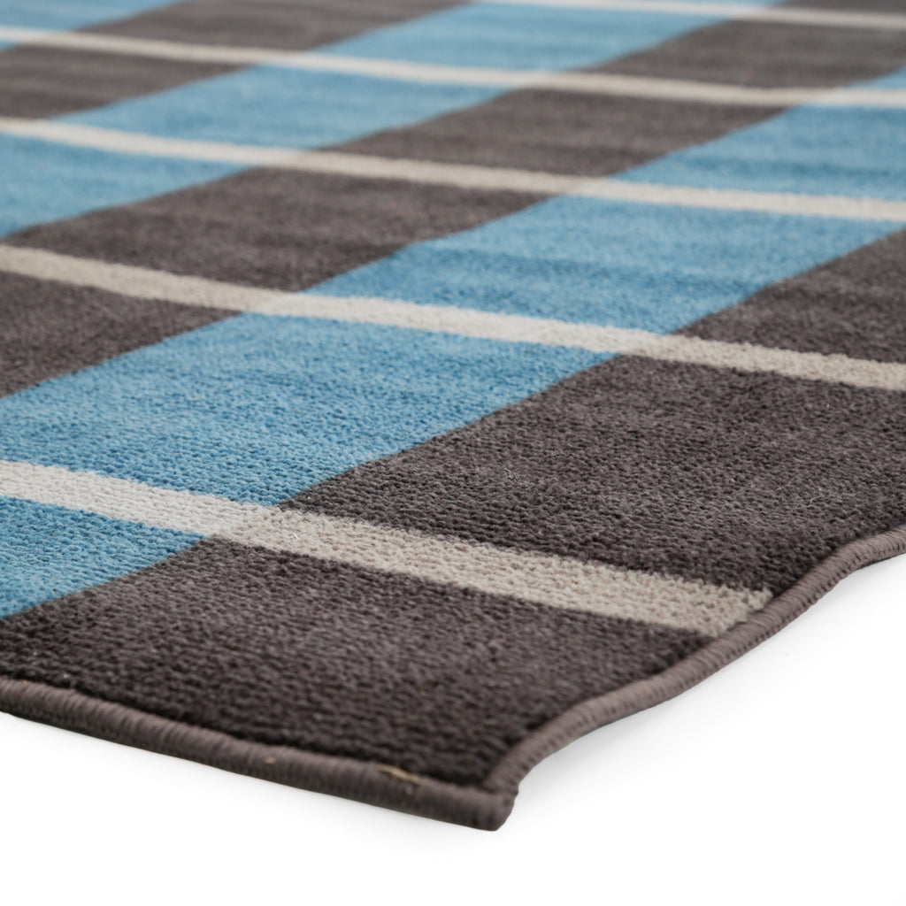 Blue, Gray, and Ivory Plaid Rug
