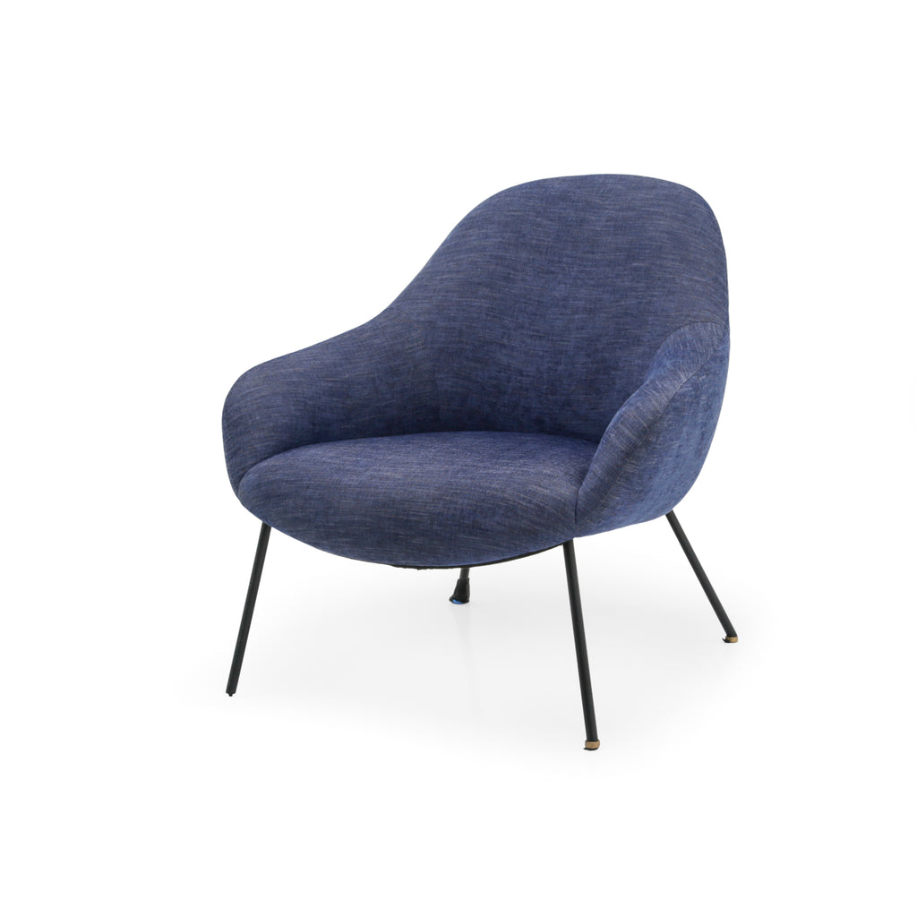 Navy Blue Fabric Mid-Century Modern Accent Chair