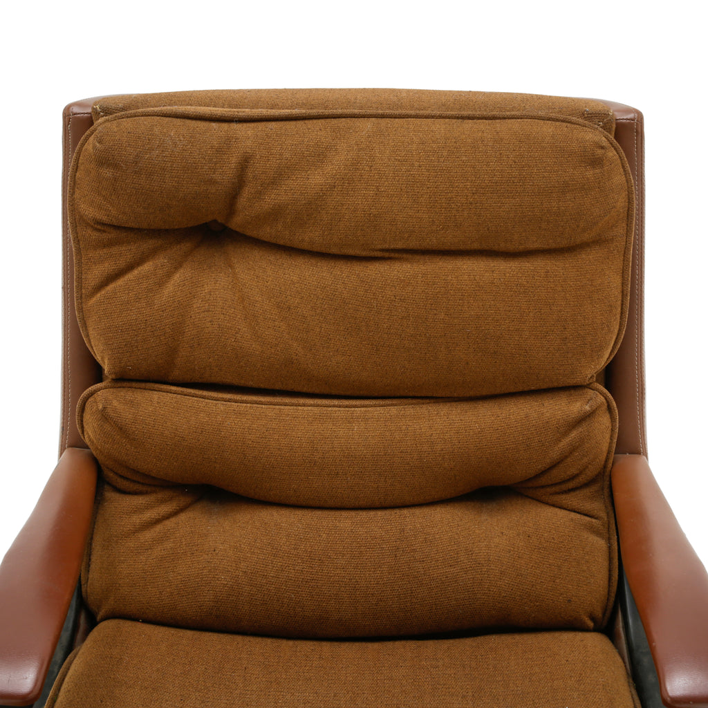 Mid-Century Brown Leather Swivel Executive Office Chair