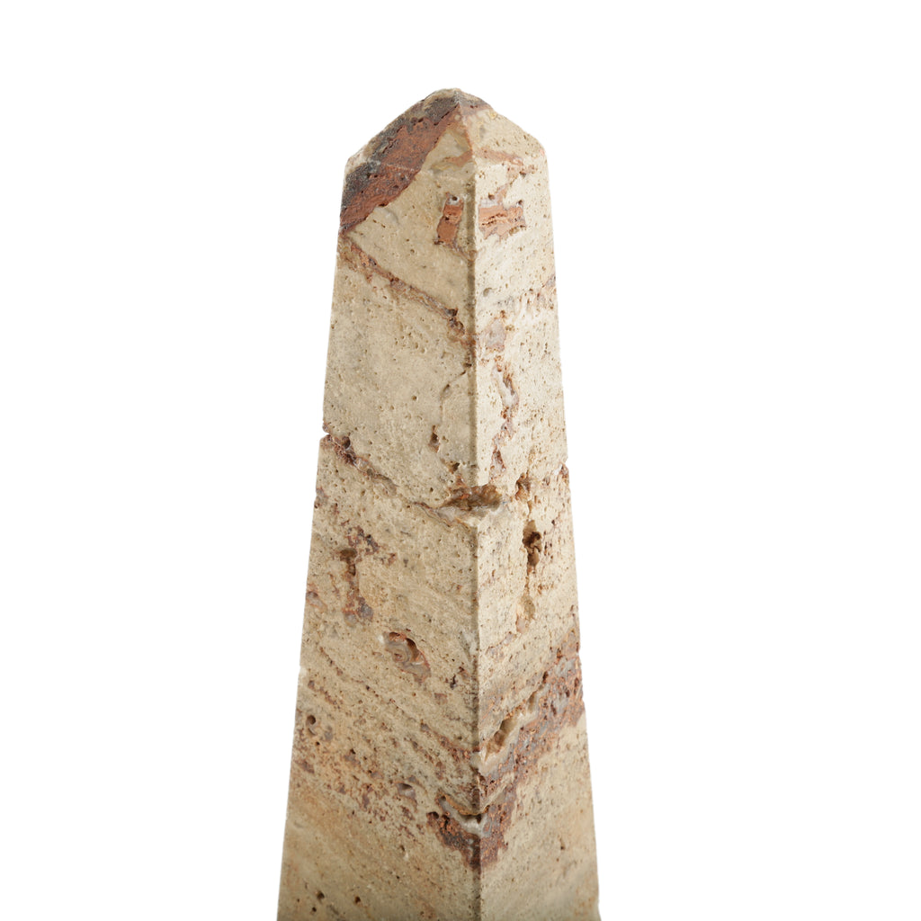Rustic Beige and Terracotta Striped Sandstone Obelisk