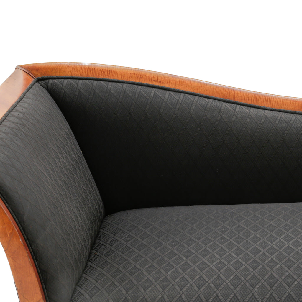 Cherry Wood and Black Diamond Pattern Chaise Lounge