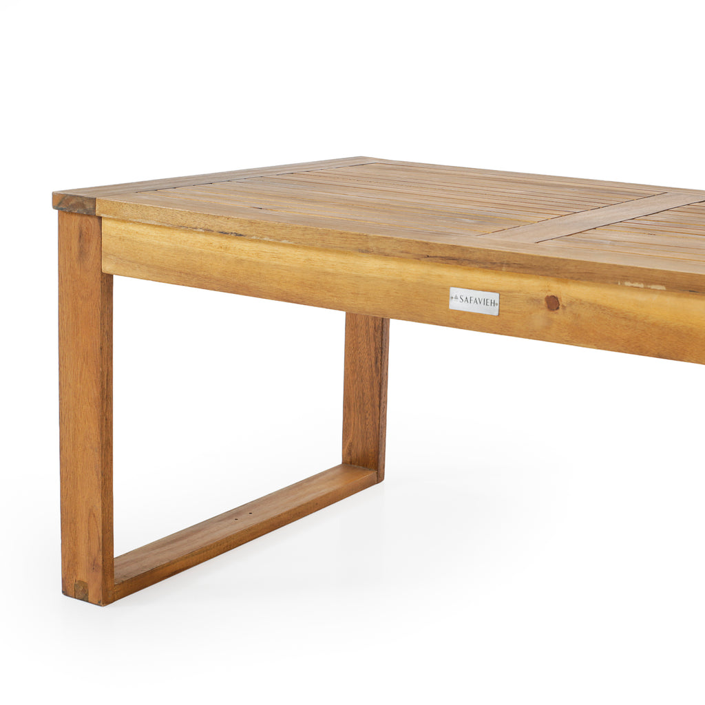Brown Wood Slatted Top Outdoor Coffee Table
