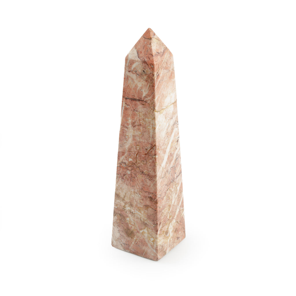 Pink and Brown Marble Decorative Obelisk