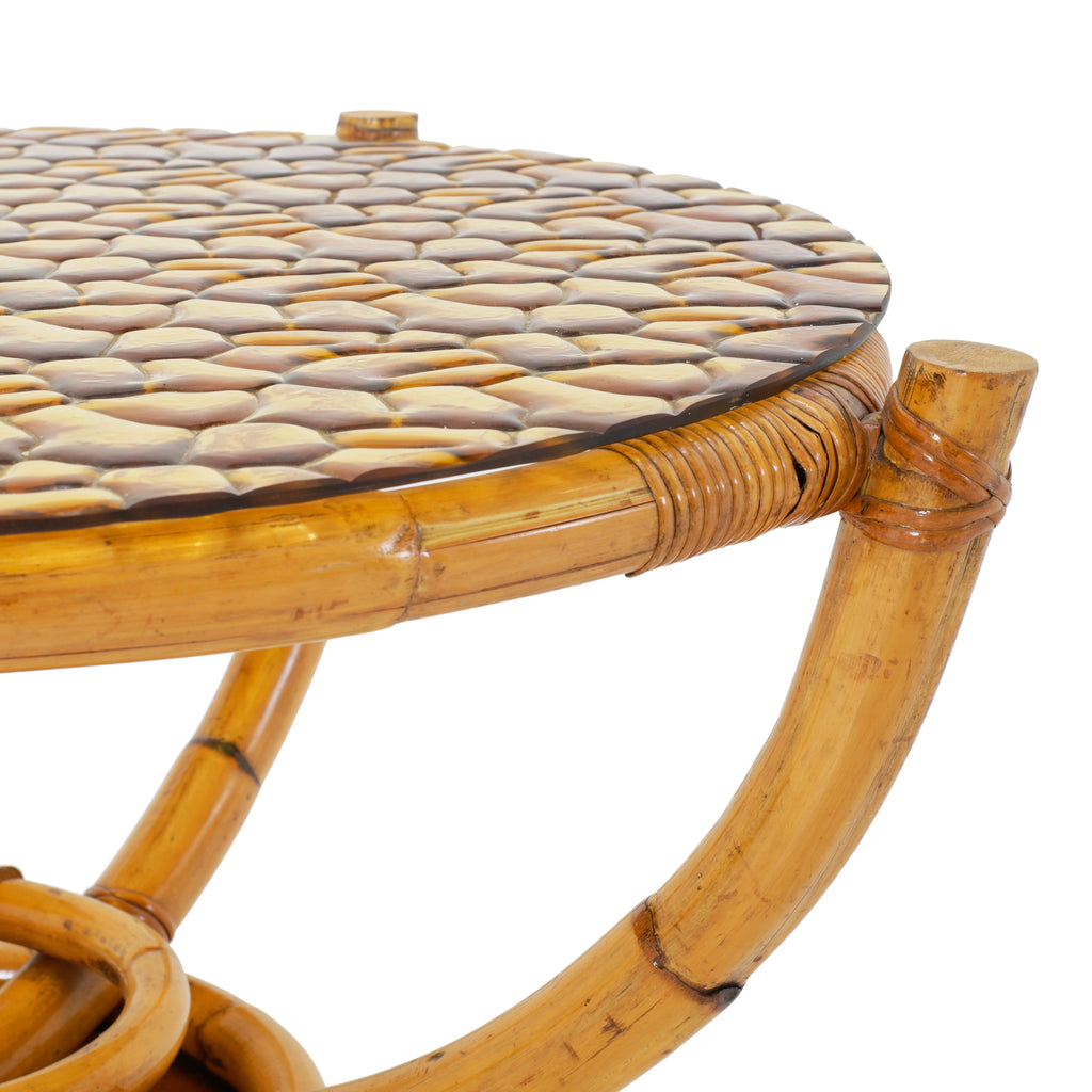 Textured Glass & Natural Bamboo Accent Table