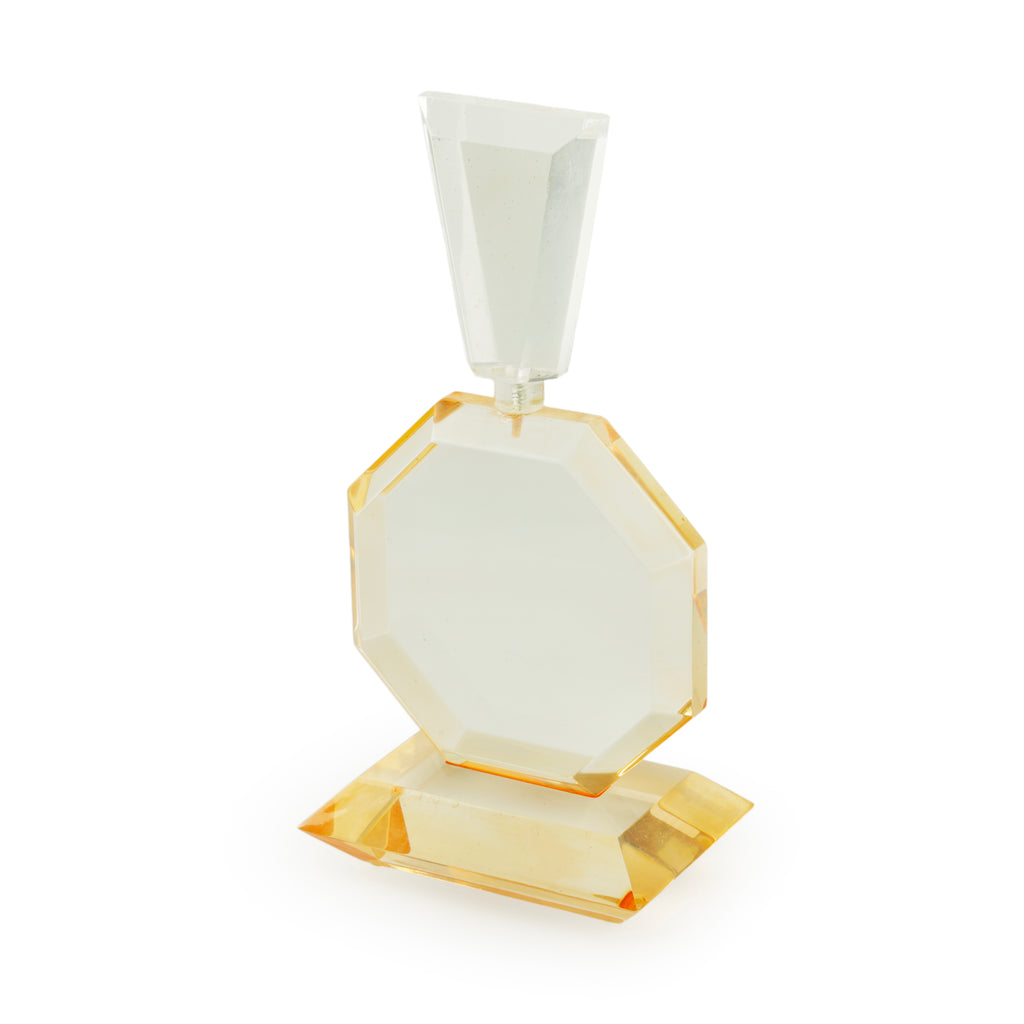 Geometric Amber and Clear Faceted Acrylic Sculpture