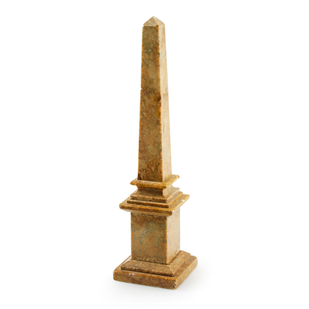 Brown and Green Veined Marble Obelisk