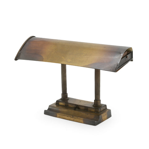 Tarnished Brass Banker's Desk Lamp
