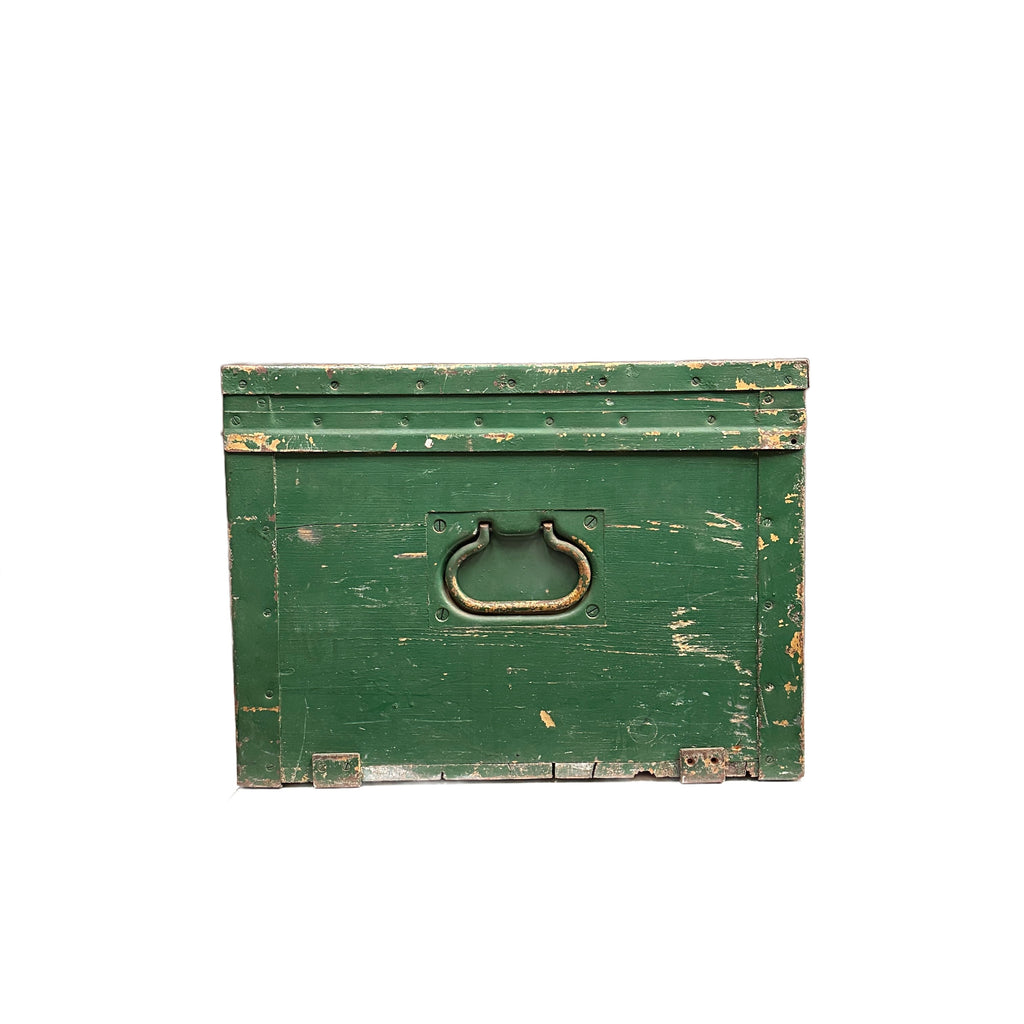 Distressed Forest Green Wood Storage Crate