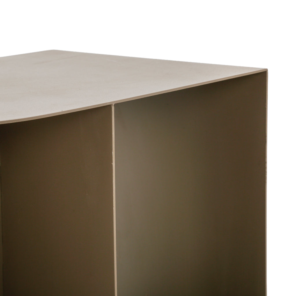 Greige Bent Metal D-Shaped Modern Accent Table