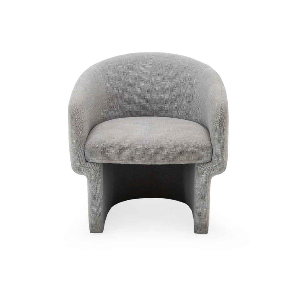 Grey Upholstered Rounded Barrel Armchair