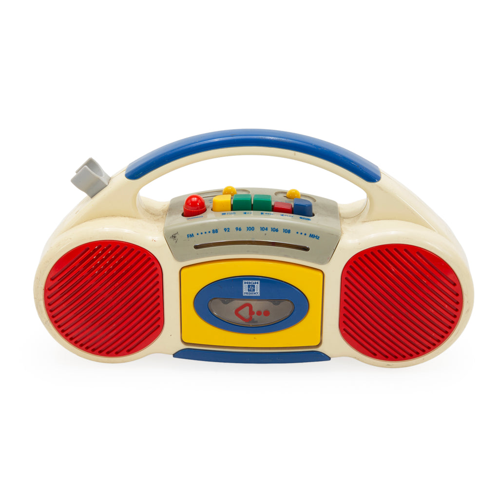Cream Plastic Kids' Boombox with Colorful Buttons and Cassette Player