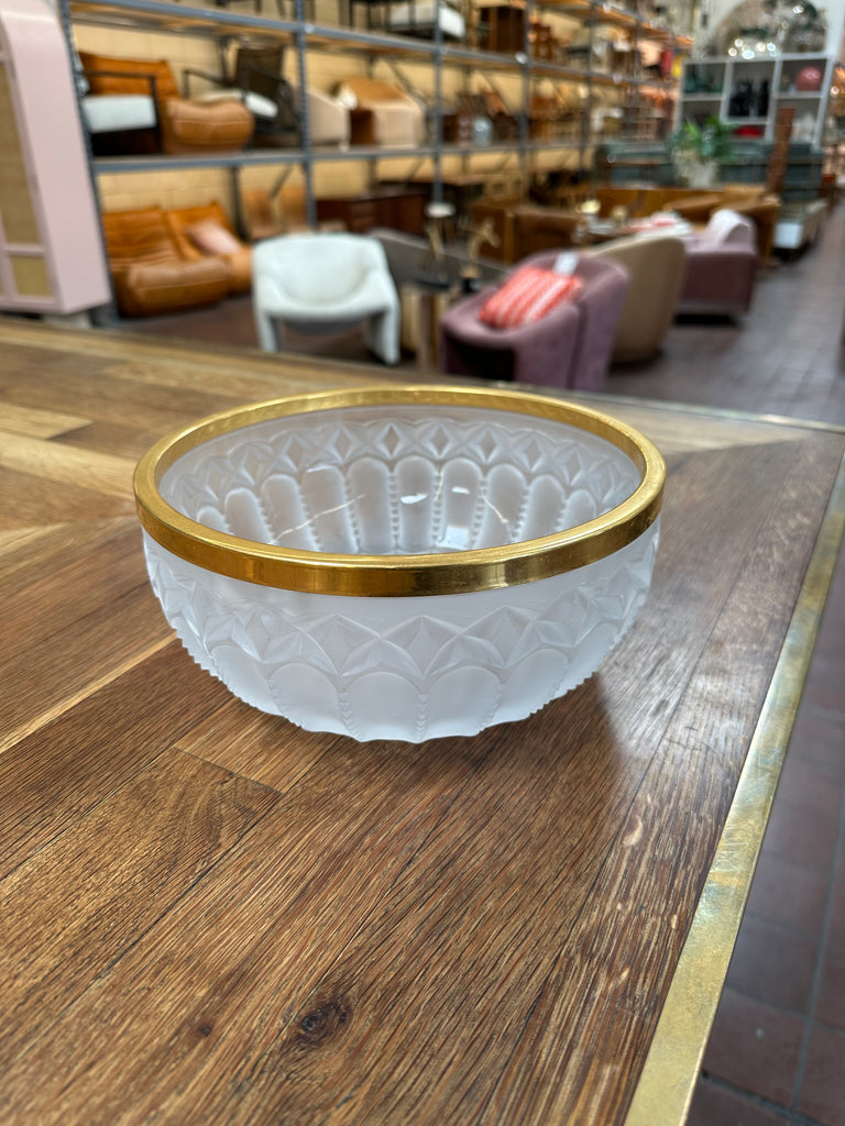Frosted Glass Decorative Bowl with Gold Trim