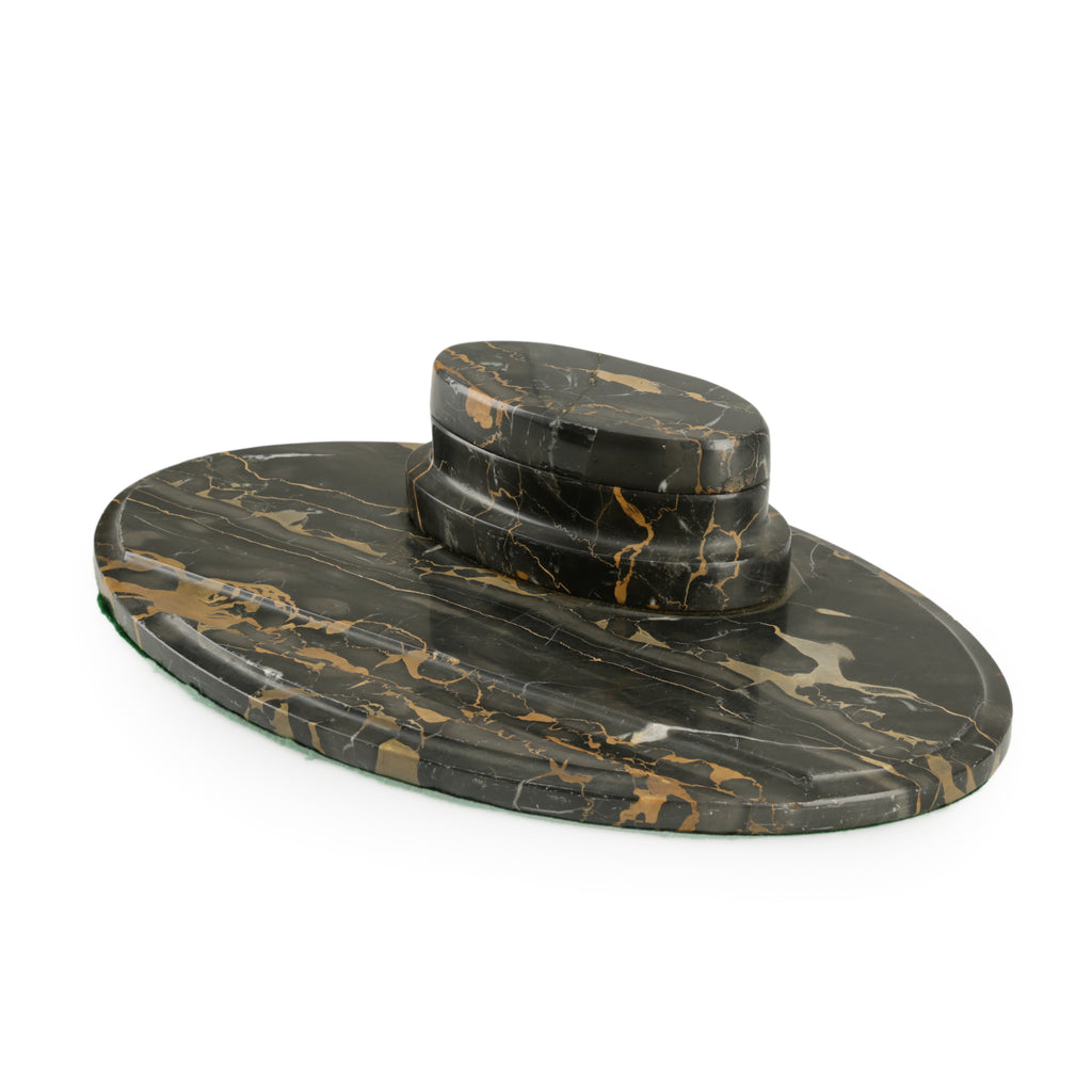 Black Marble and Gold Vein Decorative Desk Set