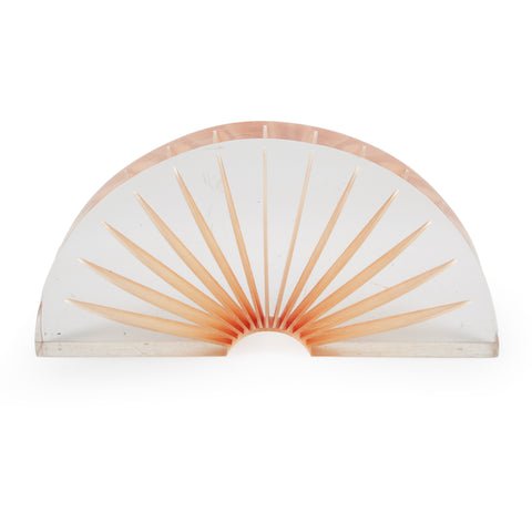 Translucent Clear and Peach Acrylic Fan-Shaped Sculpture