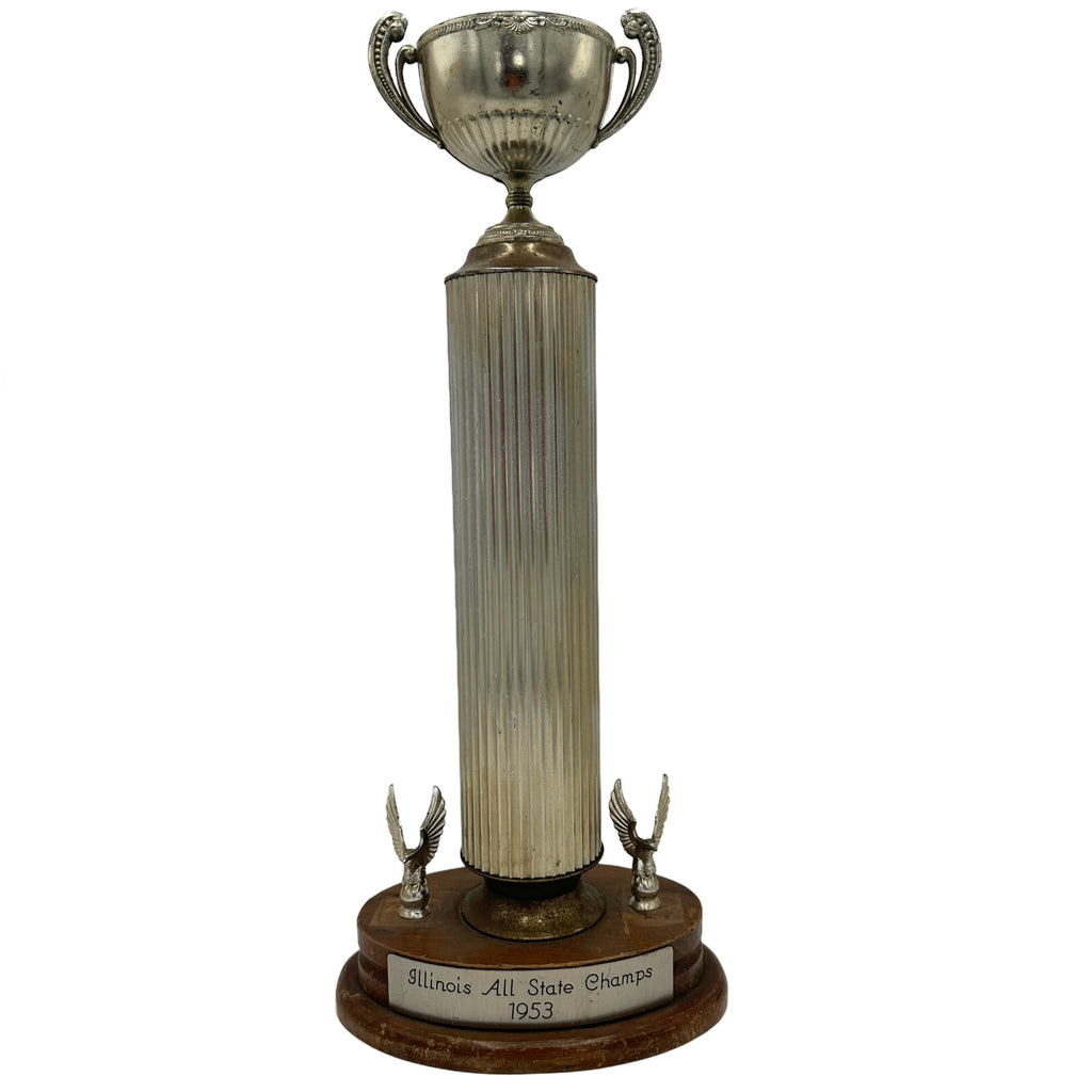 Silver Metal & Dark Wood Trophy