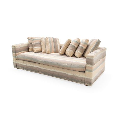 Vintage Multi-Tone Striped Upholstered Sofa