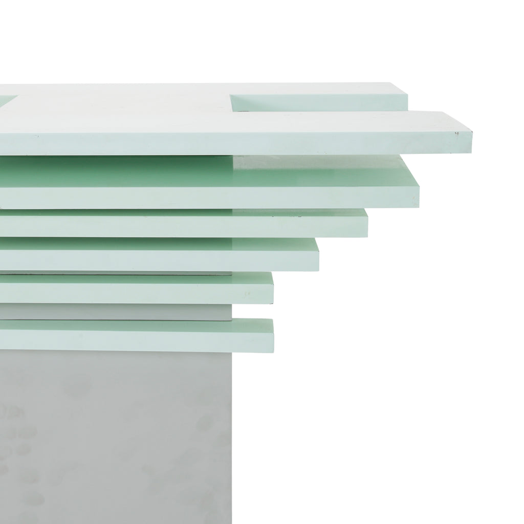 Geometric Layered Mint Green and Gray Pedestal