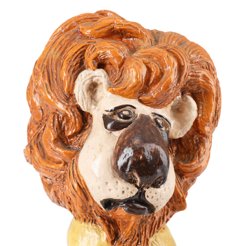 Orange & Yellow Ceramic Lion Figurine