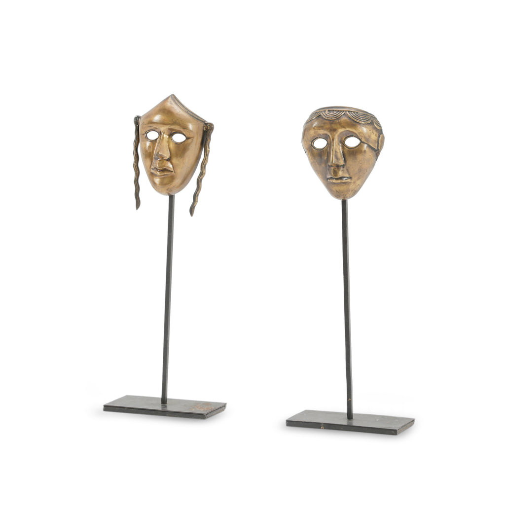 Gold Bronze Decorative Mask on Iron Stand