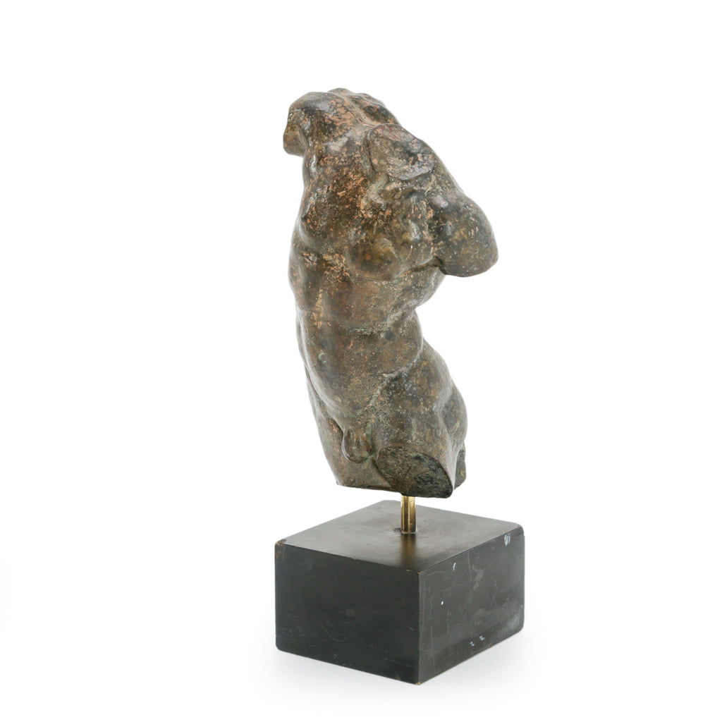 Male Torso Sculpture on Black Marble Base