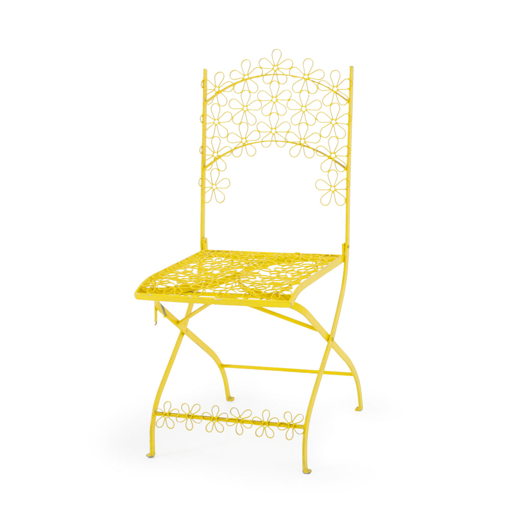 Yellow Floral Cutout Folding Chair