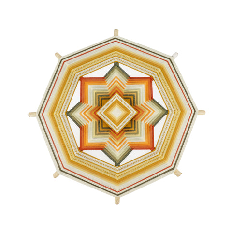 Multi-Color Yarn and Wood Octagonal Mandala