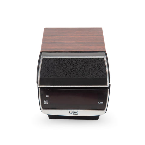 Brown Wood and Black Alarm Clock