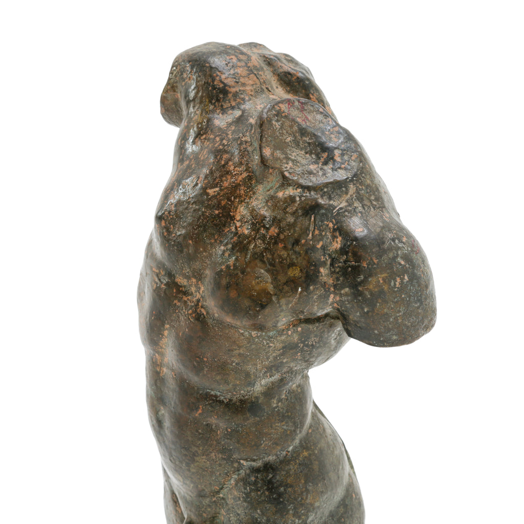 Male Torso Sculpture on Black Marble Base