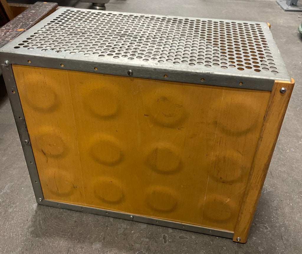 Vintage Industrial Perforated Metal and Wood Storage Box
