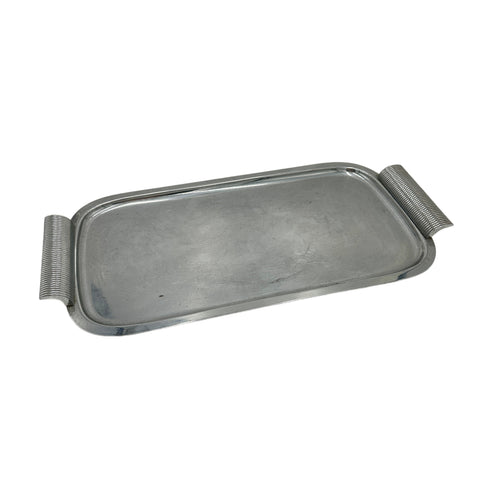 Chrome Serving Tray with Corrugated Handles