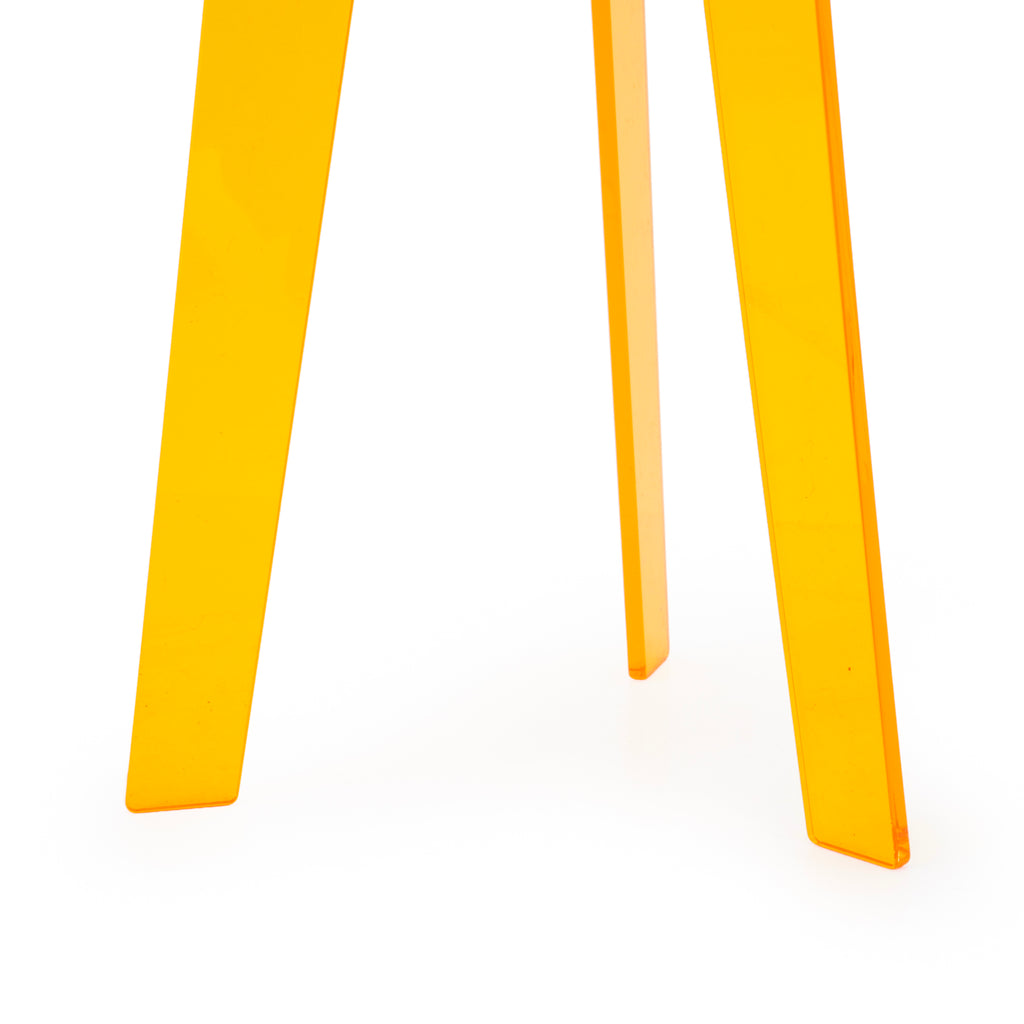 Orange Acrylic Side Table with Tapered Legs