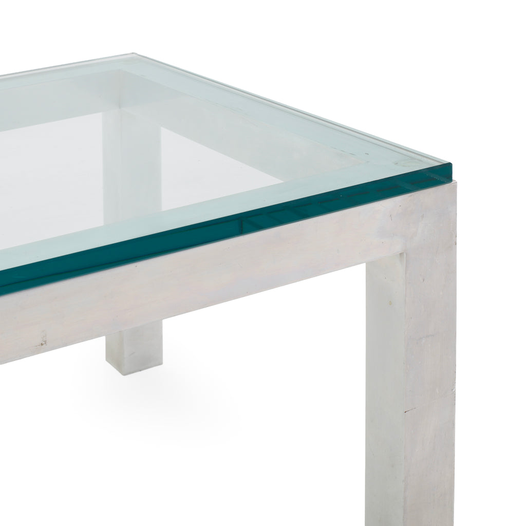 Rectangular Clear Glass Metal Coffee Table