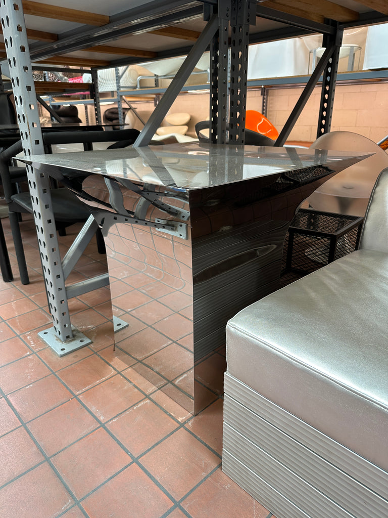 Sleek Mirrored Polished Steel Console Table