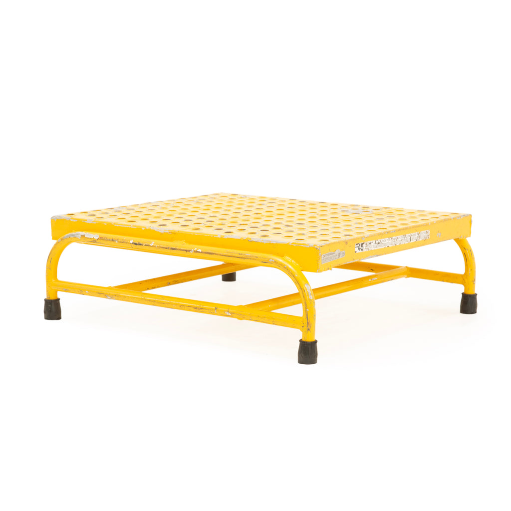 Distressed Safety Yellow Perforated Steel Step Stool