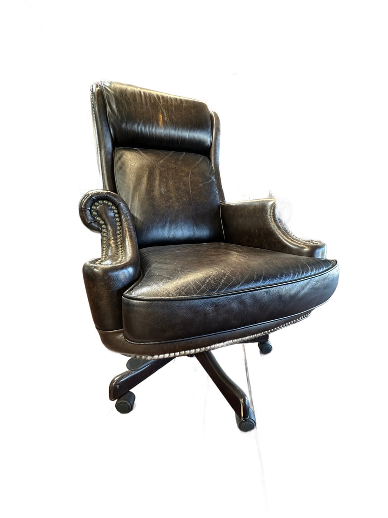 Dark Brown Distressed Leather Executive Office Chair