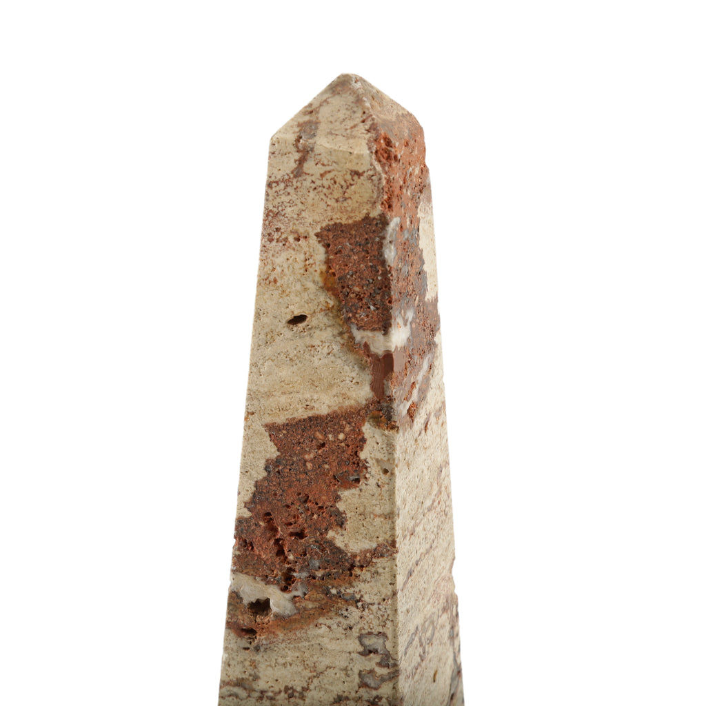 Rustic Beige and Terracotta Striped Sandstone Obelisk