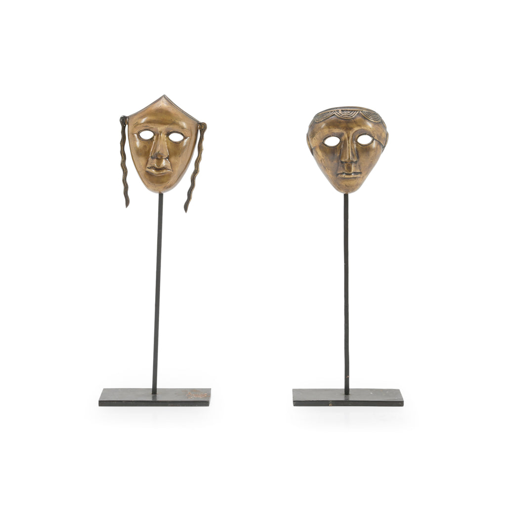 Gold Bronze Decorative Mask on Iron Stand
