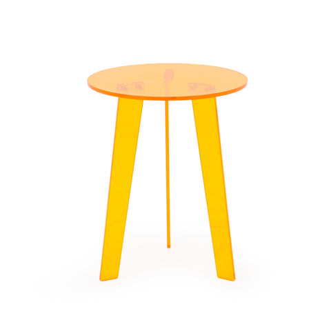 Orange Acrylic Side Table with Tapered Legs
