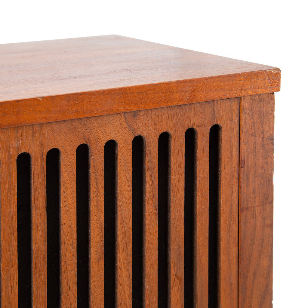 Mid-Century Slatted Teak Wood End Table