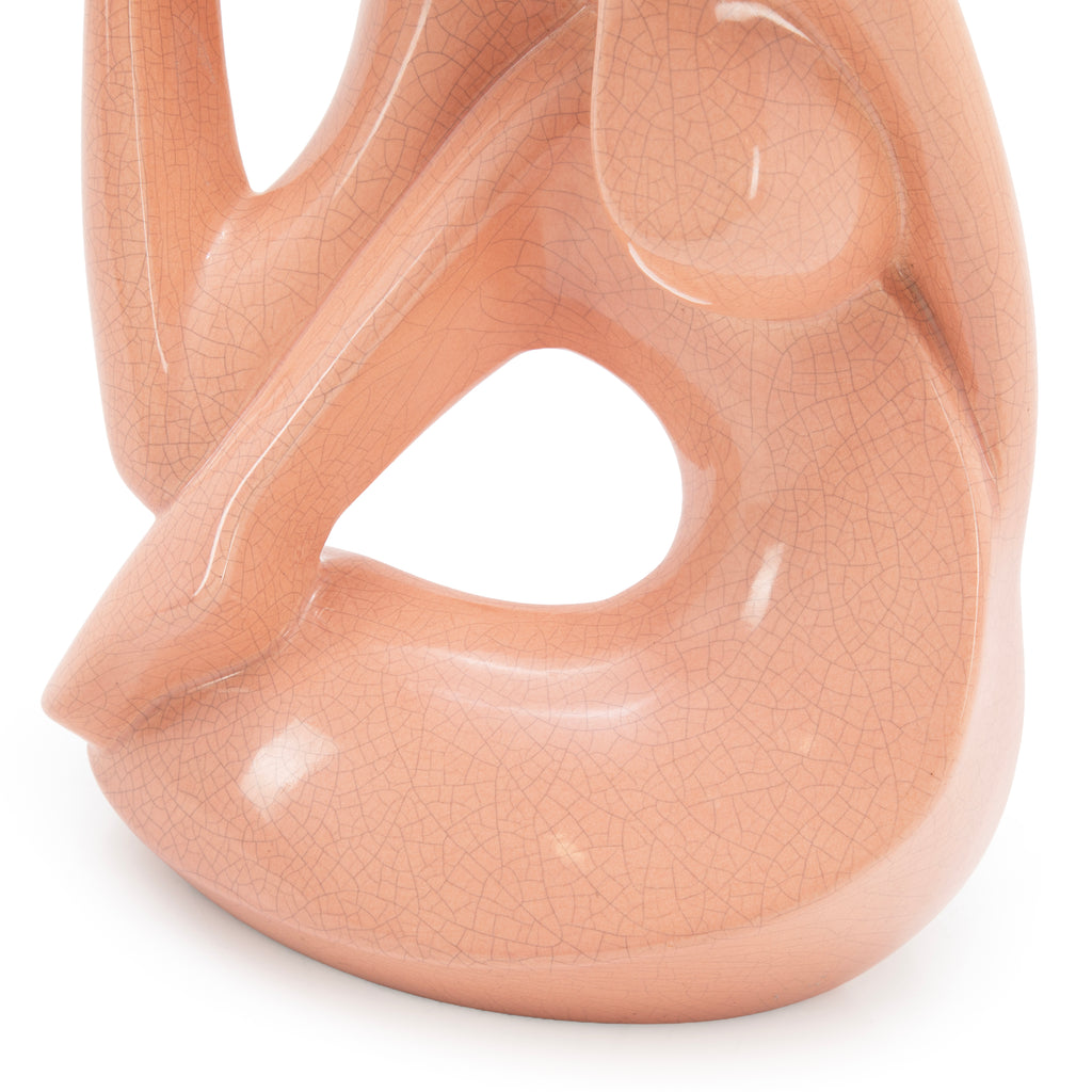 Peach Ceramic Figure Sculpture