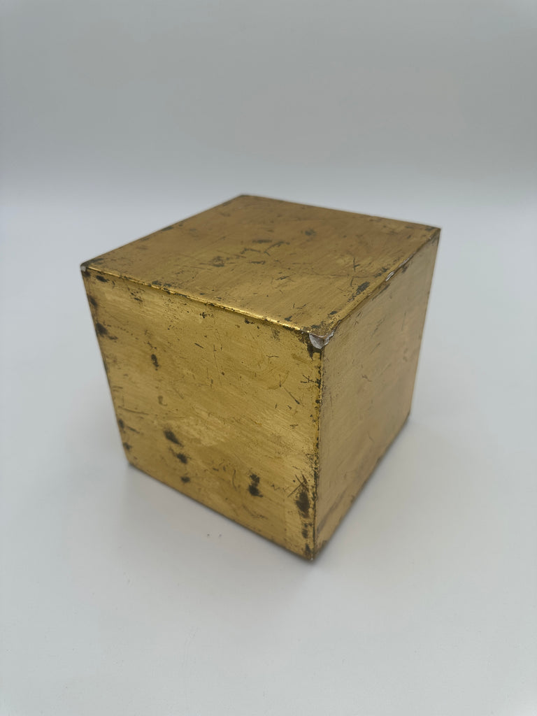 Distressed Gold Leaf Wooden Decorative Cube