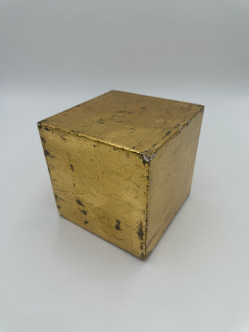 Distressed Gold Leaf Wooden Decorative Cube