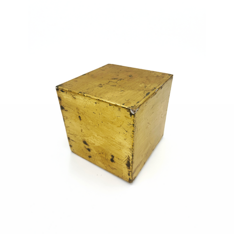 Distressed Gold Leaf Wooden Decorative Cube