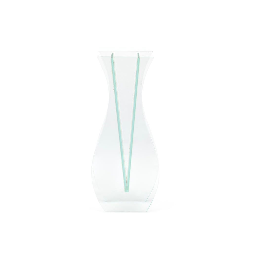 Clear Multi-Panel Curved Decorative Vase