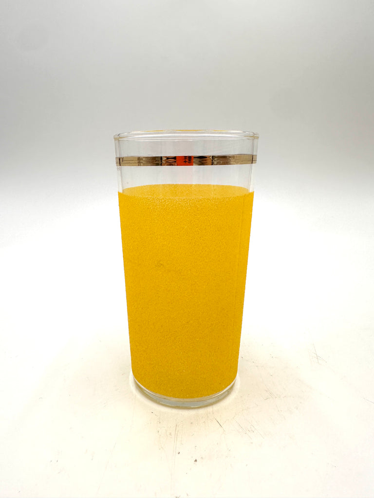 Yellow Drinking Glass with Gold Band